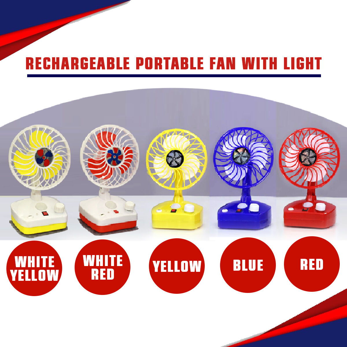 Rechargeable Portable Fan with LED Light (IF2)