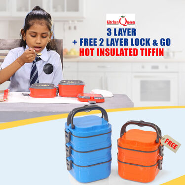 3 Layer + Free 2 Layer Lock & Go Hot Insulated Tiffin (2&3LST)