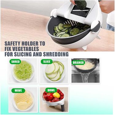 9 in 1 Multi Function Vegetable Cutter Drain Basket (BC1)