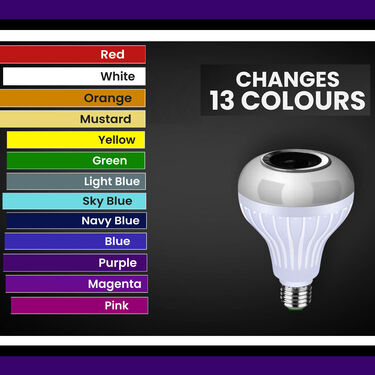 Colour Changing LED Bulb with Bluetooth Speaker & Remote + Free Disco Bulb + Free Night Lamp